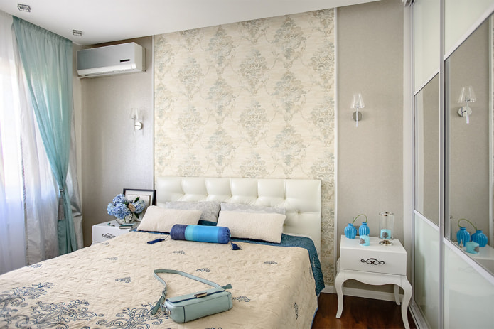 papel pintado gris en el dormitorio
