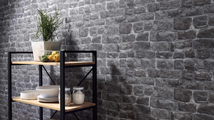 papel pintado bajo piedra gris