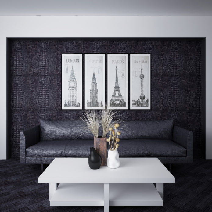 papel pintado de polipiel negra