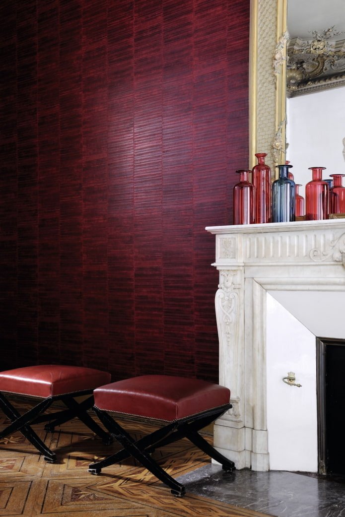 Papel pintado de cuero con rayas en el interior