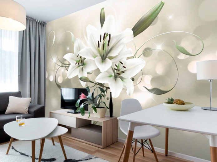 papel tapiz fotográfico con un lirio en el interior