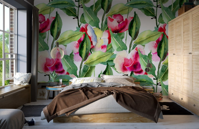 papel pintado con diseño floral de acuarela