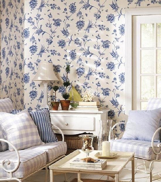 Papel pintado floral estilo provenzal