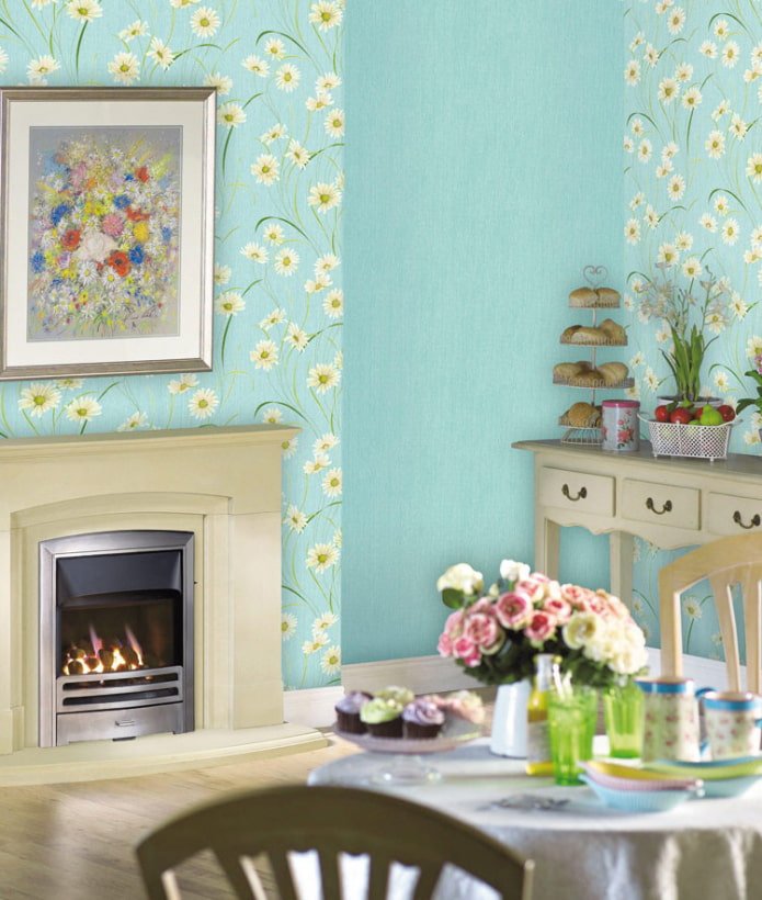 papel pintado de manzanilla en el interior