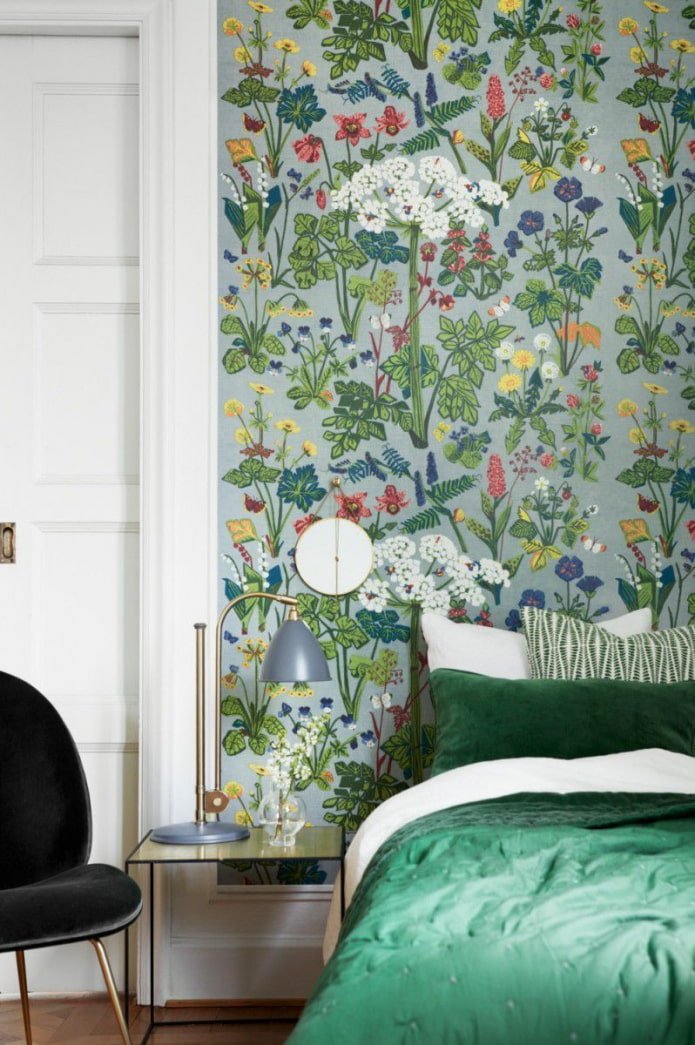 papel pintado de flores de pradera en el interior