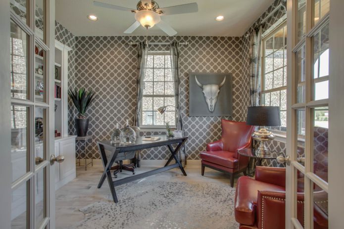 papel pintado gris con un patrón en el interior de la habitación
