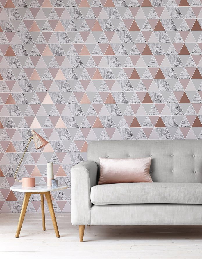 Papel pintado gris y rosa