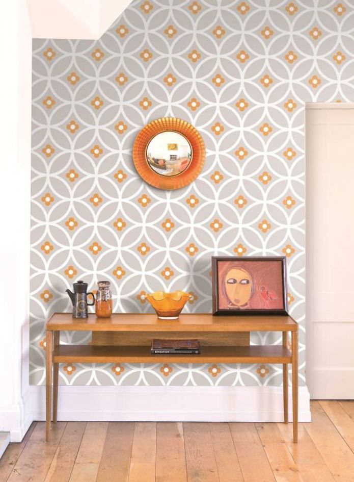 Papel pintado gris-naranja