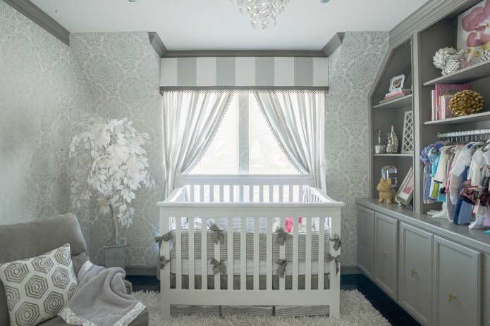 Papel pintado gris para habitación infantil de recién nacido