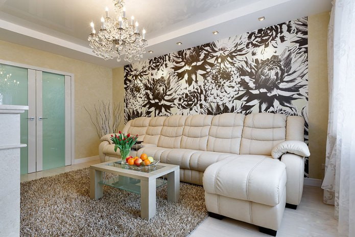 papel pintado combinado en el salón