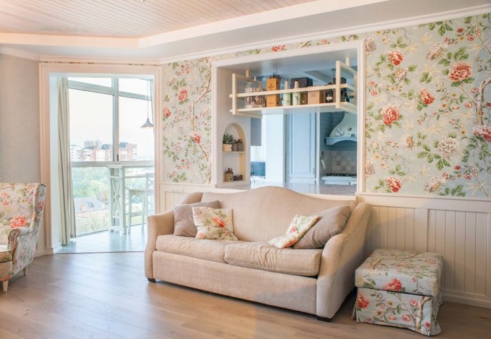 papel pintado floral de estilo provenzal
