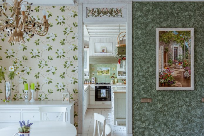 papel pintado verde con flores