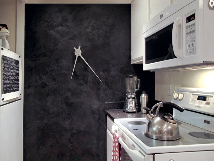 papel pintado negro en la cocina