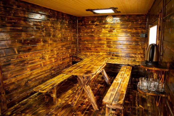 acabados y muebles de baño de madera quemada