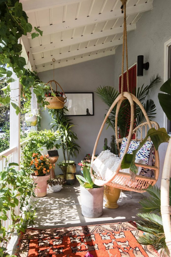 Plantas y una silla colgante
