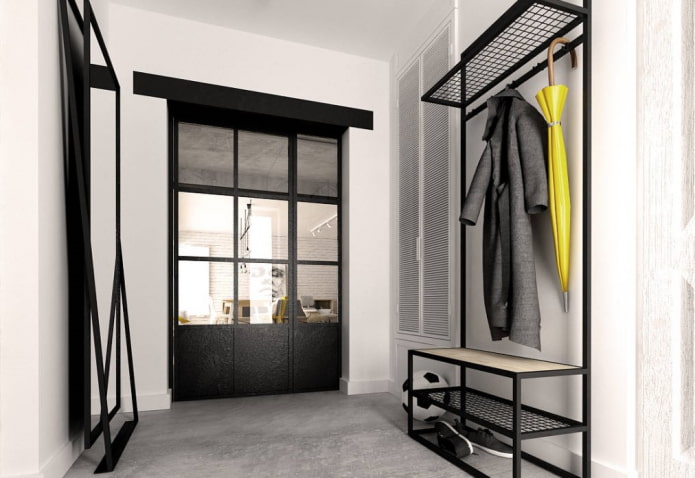 Zapatero en el interior del recibidor estilo loft