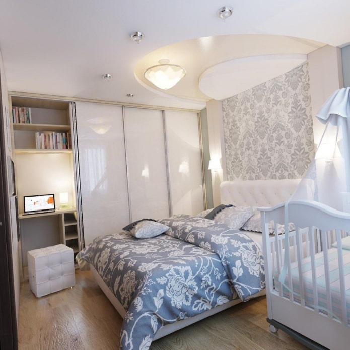 dormitorio y guardería en un apartamento de una habitación