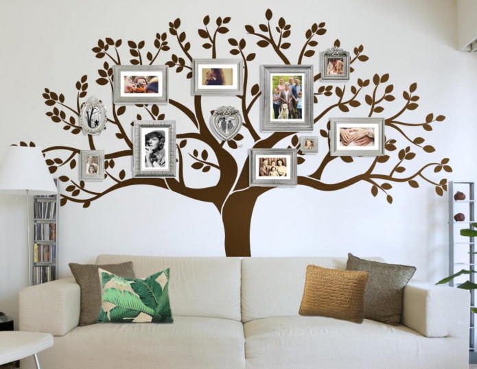 fotos en forma de árbol en el interior