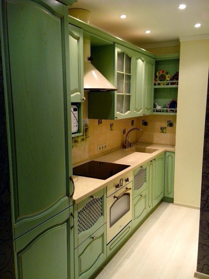 cocina verde en estilo retro