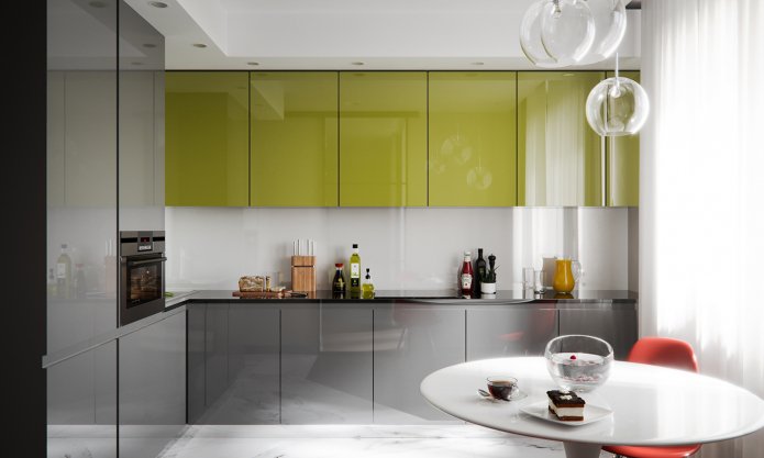 cocina verde grisáceo