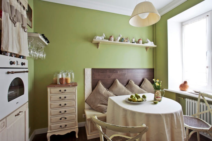 Cocina oliva y beige