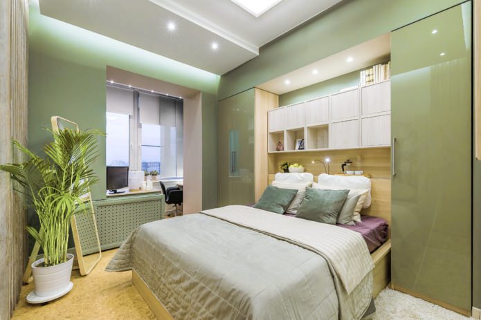 Armarios brillantes en el dormitorio