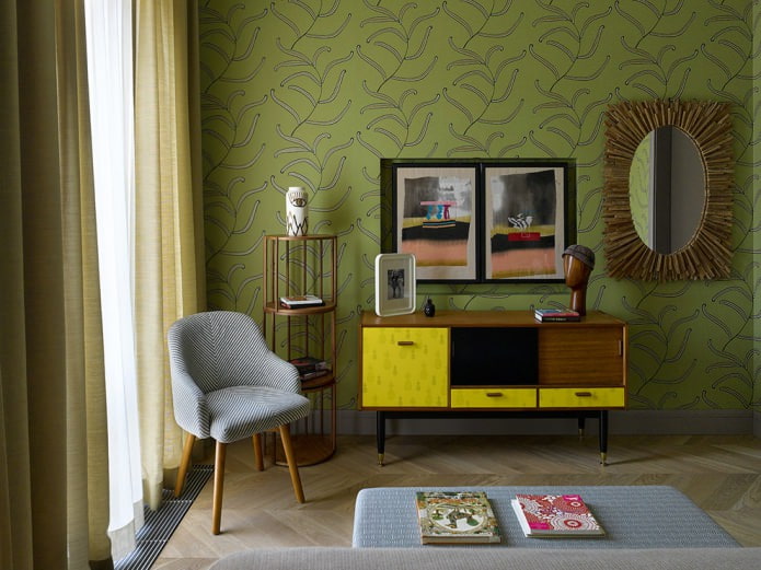 papel pintado con estampado de plantas