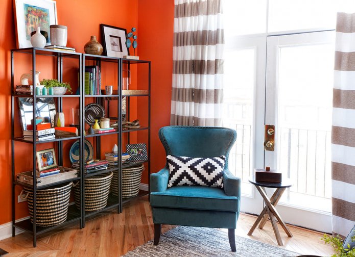 cortinas para papel pintado naranja