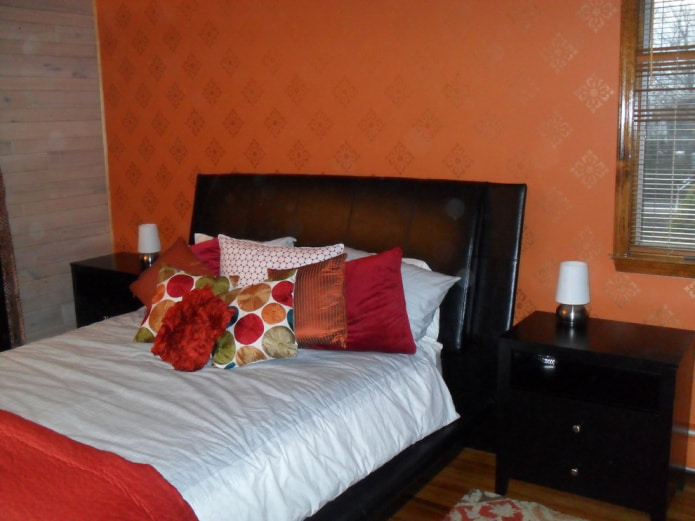 papel pintado naranja para el dormitorio