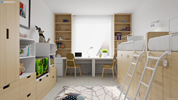 habitación infantil con espacio de trabajo
