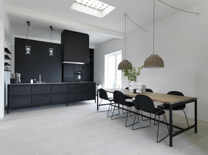 diseño de cocina con un conjunto negro