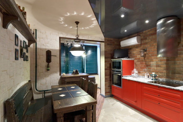 Techo tensado con iluminación por zonas en la cocina