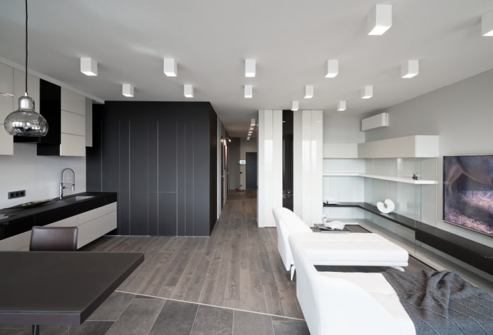 Iluminación funcional en el interior de la cocina-salón