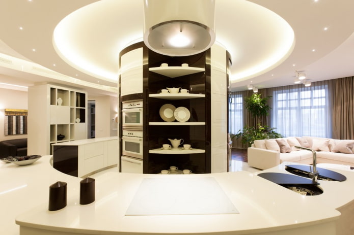 Iluminación por zonas en el interior de la cocina-salón