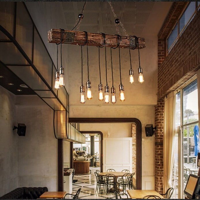 Lámpara colgante Log en estilo loft