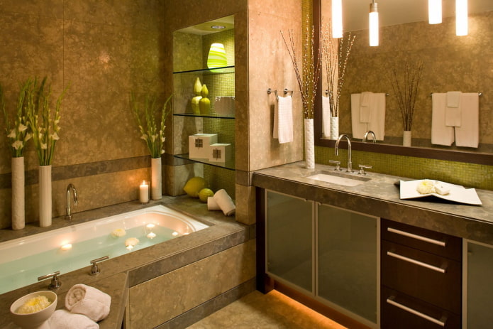 Iluminación por zonas en el interior del baño
