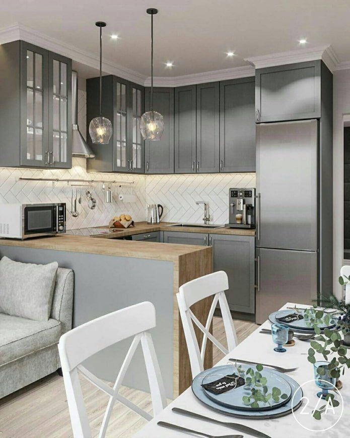 cocina combinada con salón