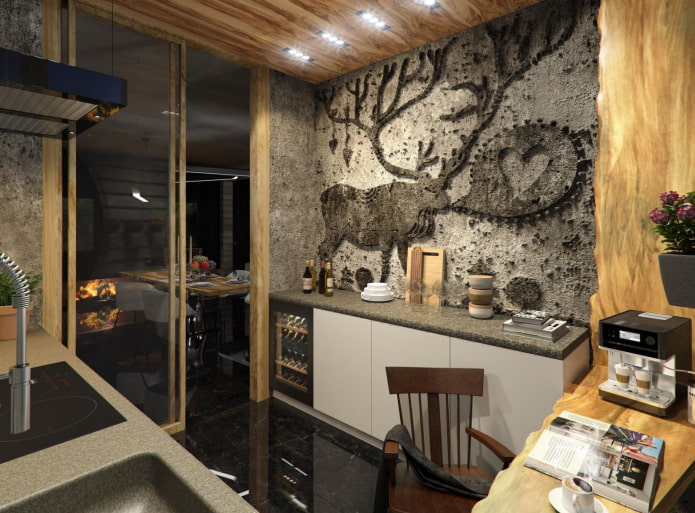 panel en el interior de una cocina estilo loft