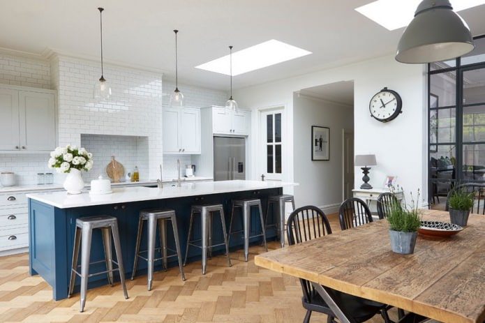 parquet en espiga en la cocina