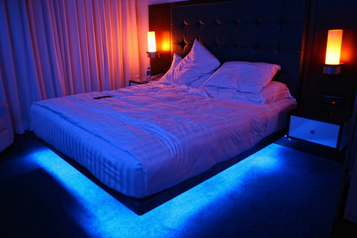 cama con iluminación