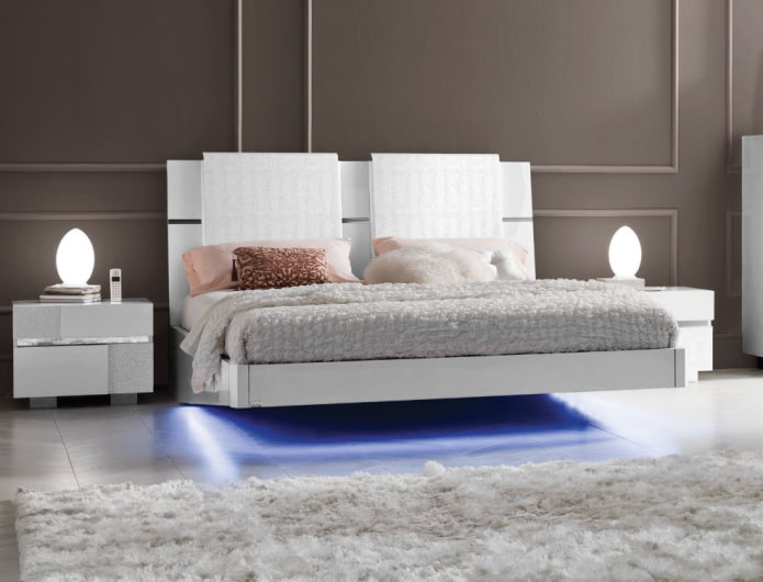 cama con iluminación