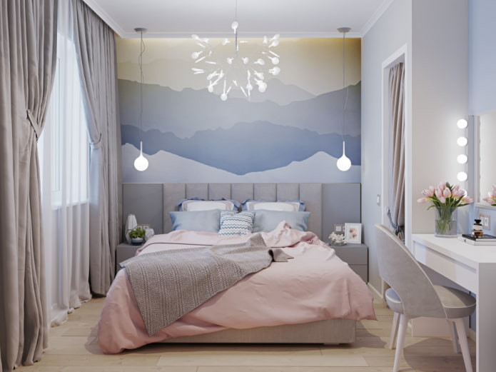 diseño de dormitorio en tonos pastel