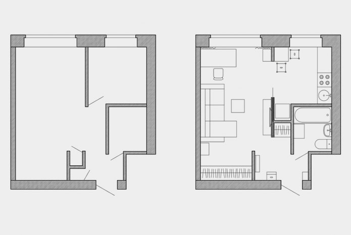 remodelación de un apartamento Khrushchevka de una habitación