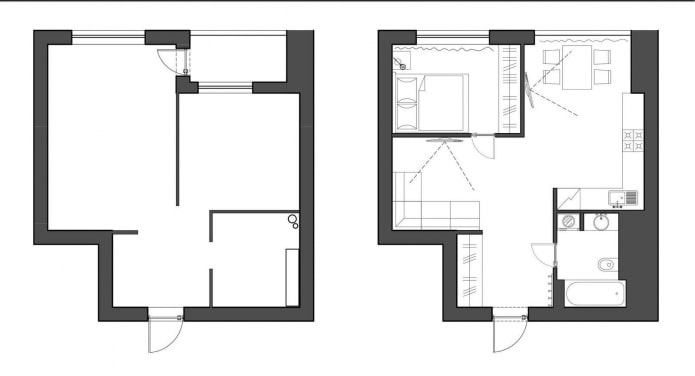 Remodelación de un apartamento de una habitación en un edificio de Jruschov