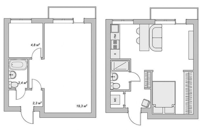 Remodelación de un apartamento de una habitación en un edificio de Jruschov