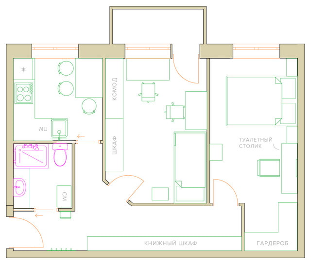 Remodelación de un apartamento de dos habitaciones en un edificio de Jruschov