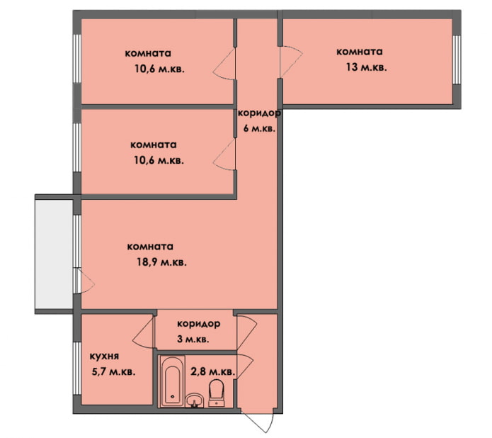 Remodelación de un apartamento de cuatro habitaciones en la casa Khrushchevka