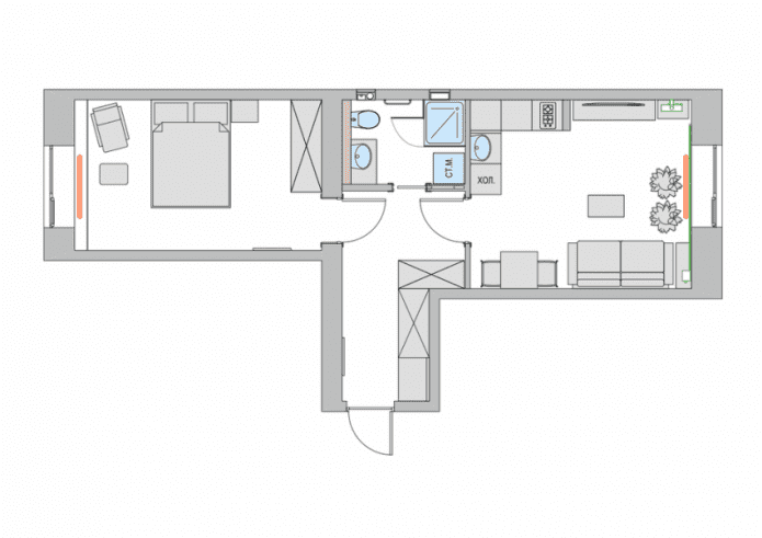 reurbanización de un apartamento en Khrushchevka