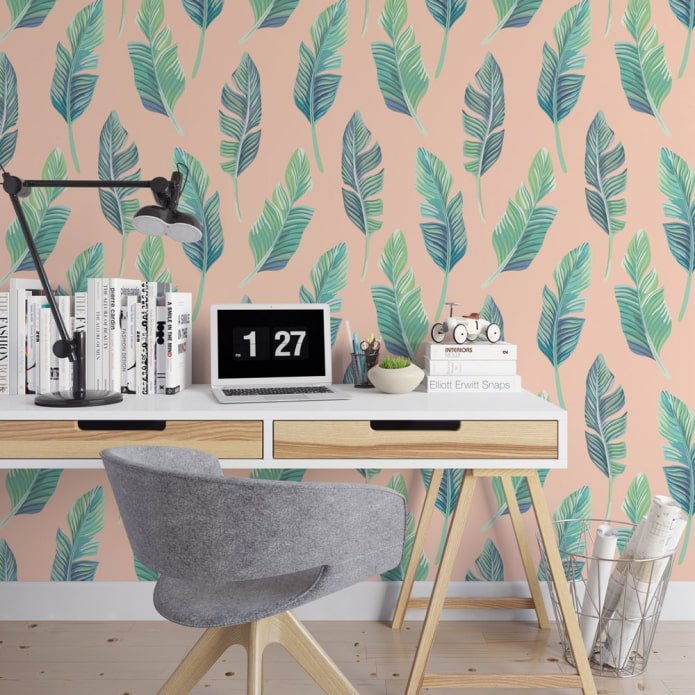 papel pintado verde melocotón