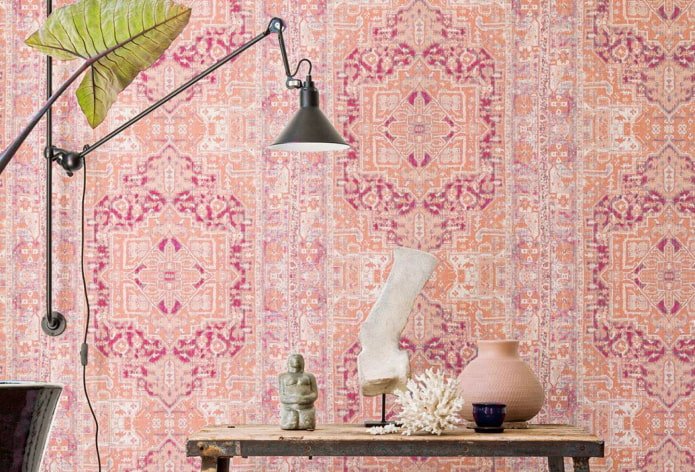 papel pintado rosa melocotón